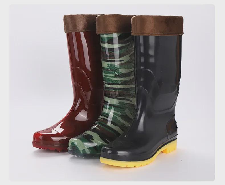 Free Shipping: Men's High-Top Rain Boots, Warm Mesh, Non-Slip, Wear-Resistant, Construction-Grade, Long Tube Rubber Water Shoes.