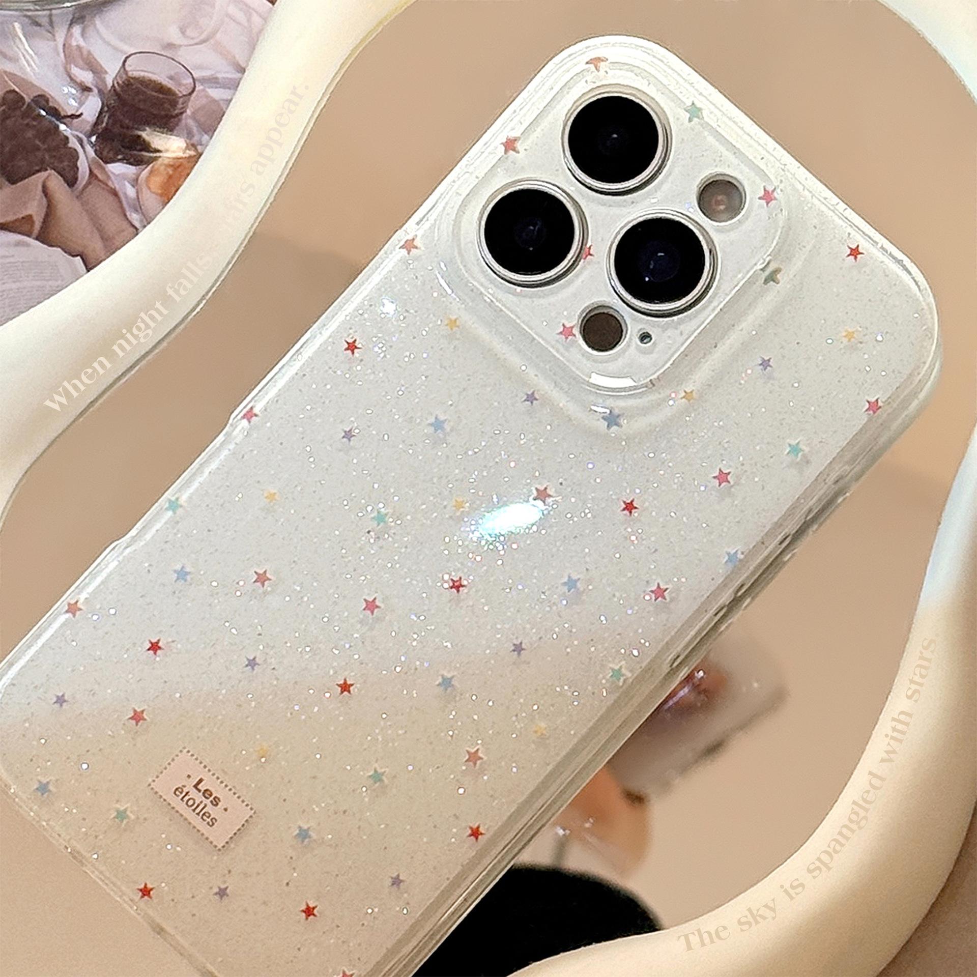

Colorful Stars Full Screen Apple 16 Mobile Phone Case Applicable To IPhone15promax Soft Case 14 Double Layer Glitter 11 Korean 13 16promax