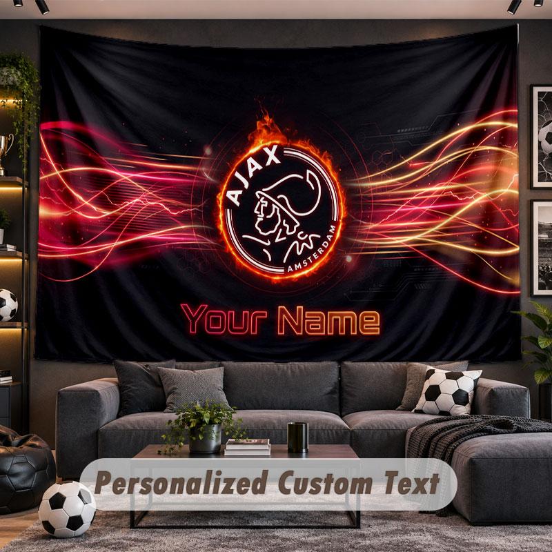 Wall Hanging Tapestry Custom NameAjax Amsterdam Pattern Personalized Printed Fabric Wall Decor