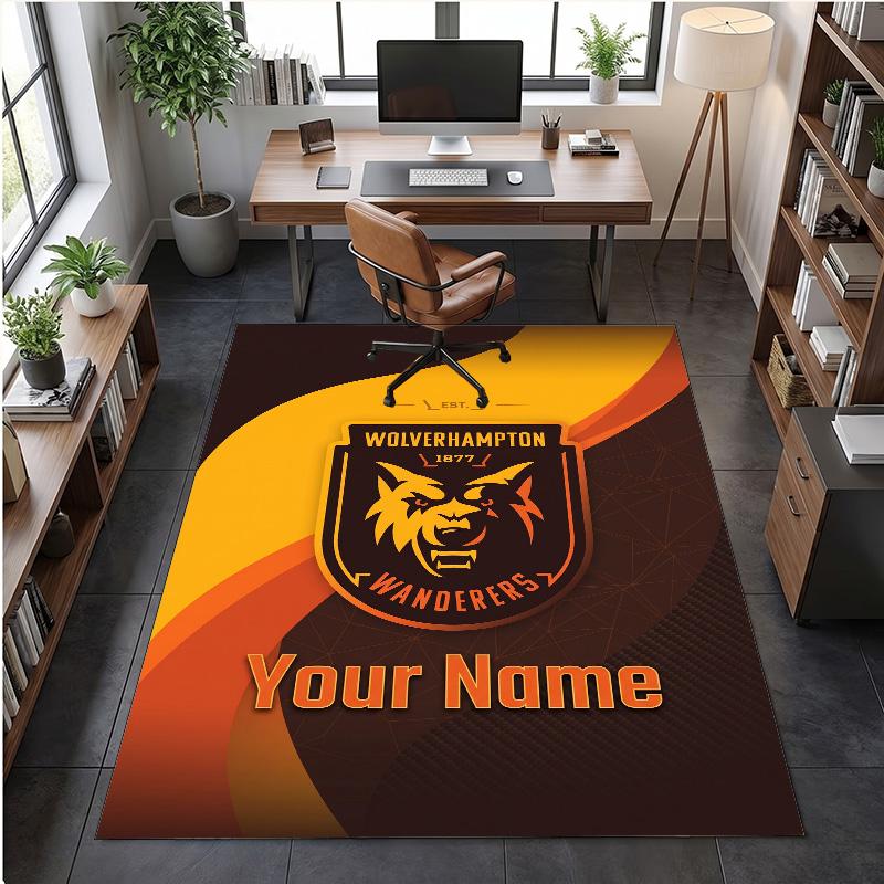 Crystal Velvet Rug Wolverhampton Wanderers Football Print Custom Name Text Floor Mat Home Decor
