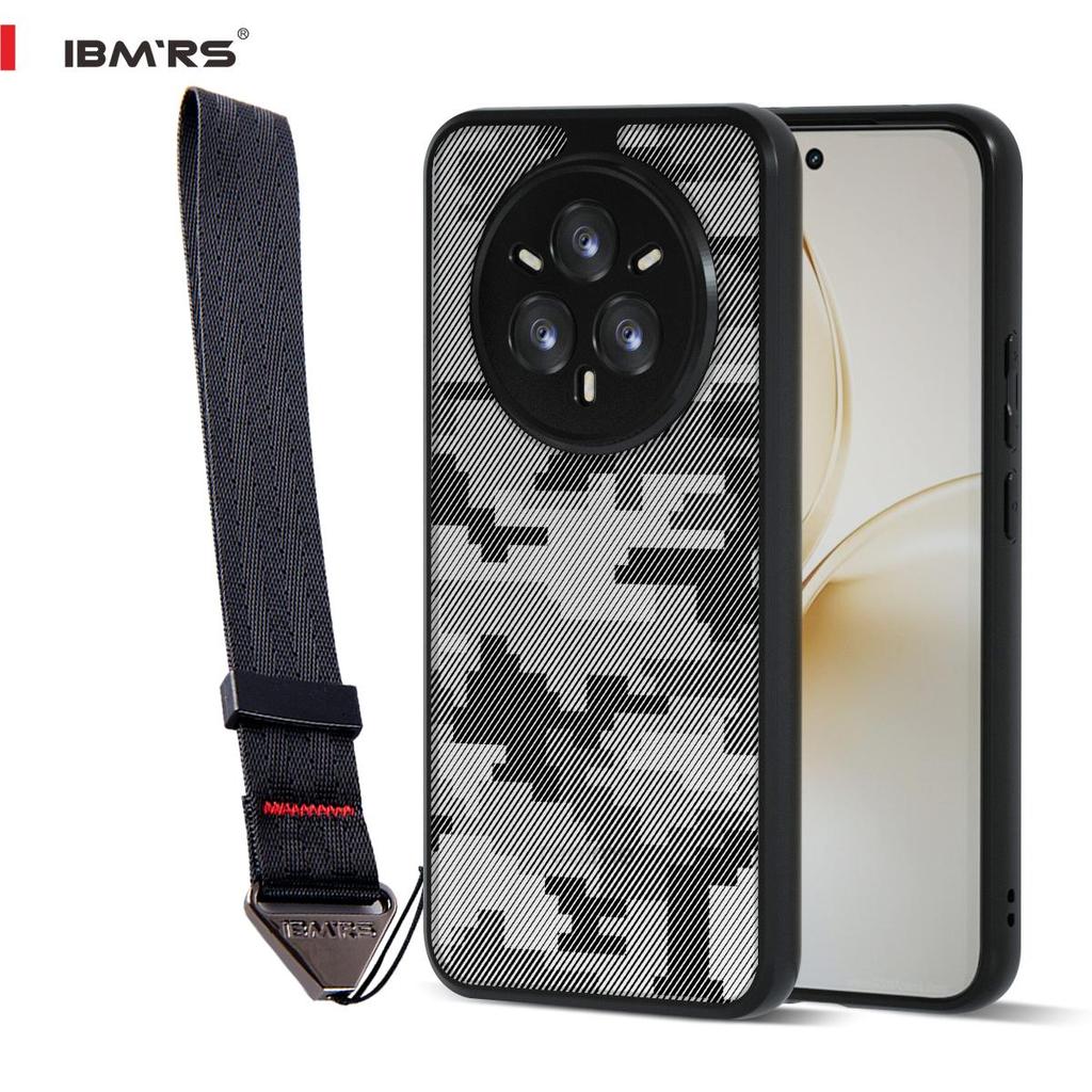 (Comes with Wrist strap)IBMRS for Realme 14 Pro Case, Prevents Accidental Drops Non-Slip Anti-Yellowing Camo Transparent Phone Cover