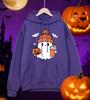 A Cute Ghost Holding A Drink Pattern Mens Hoodies Casual Autumn Pocket Streetwear Loose Hip Hop Pullovers Fleece Man Hoody