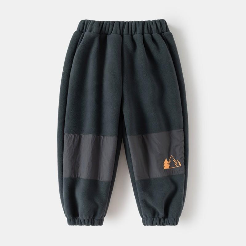 Children's Thickened Fleece-Lined Casual Trousers with Warmth-Retaining Cuffed Legs for Autumn and Winter