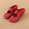 New Summer Retro Handmade Hollow Hole Shoes Mid-heel Casual Women's Slippers Mid-mother Soft Sole Shoes