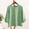 ZANZEA Women Casual Round Neck 3/4 Sleeve Loose Polka Dot Print Blouse