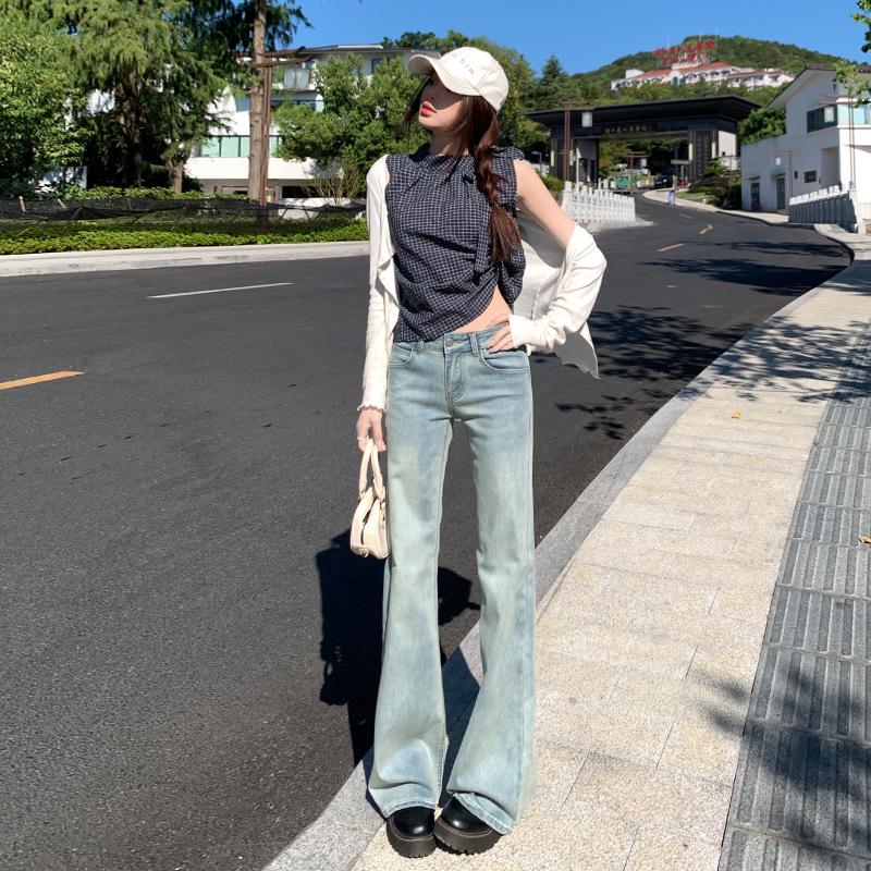 

Джинсы клеш с низкой посадкой и эффектом стретч в стиле ретро, синие, для женщин L