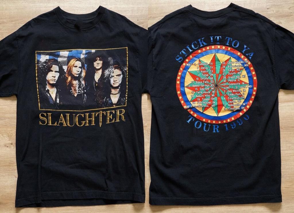 Slaughter Stick It To Ya Tour 1990 Shirt 2 Seiten Schwarz Unisex S-5XL EM1148 Unisex T-Shirt