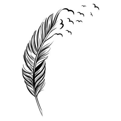 [Q6520] - Sheet of Stickers 'Envol' (feather Birds) - 20x70 Cm