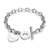 Titanium Steel Heart Link Bracelet with OT Clasp - Stylish European & American Design