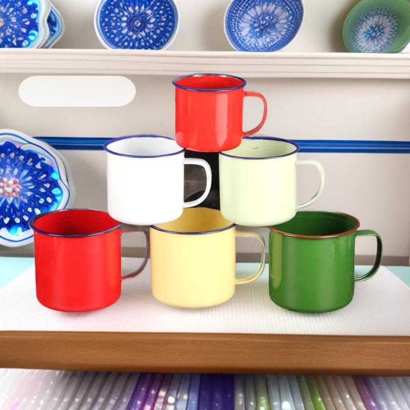Enamel Retro Style Mug Classic Sturdy Handle Large Capacity Drinking Cup for Coffee Tea Collectors