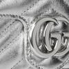 Gucci GG Marmont Silver Metallic Leather Chevron Quilted Mini Chain Crossbody Bag For Women Daily Use