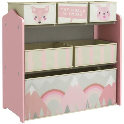 With 6 Fabric Boxes, Cute Design, 63x30x66 Cm, Pink