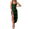 Women's Summer Long Dress, Sleeveless with Side Slits, Long Plaid Printed Vest Dress