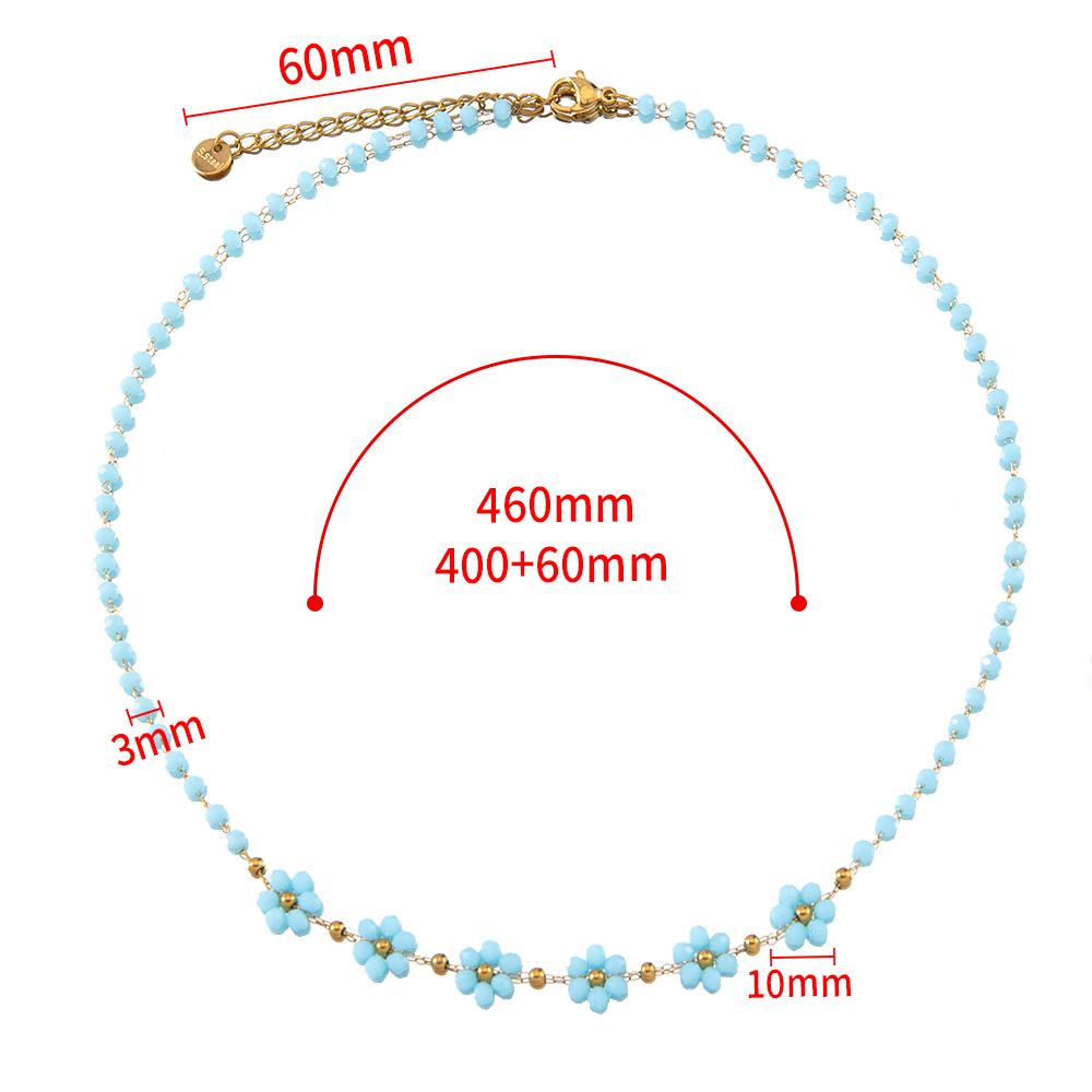 1pcs Stainless Steel Crystal Flower Beaded Chains Lobster Clasps Braid Bracelet Necklace for Women DIY Jewelry Making Wholesale