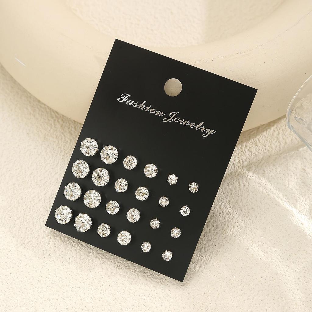Zircon Pearl Stud Earrings: 12-Pair Set - Unisex, Simple Fashion, Student Style