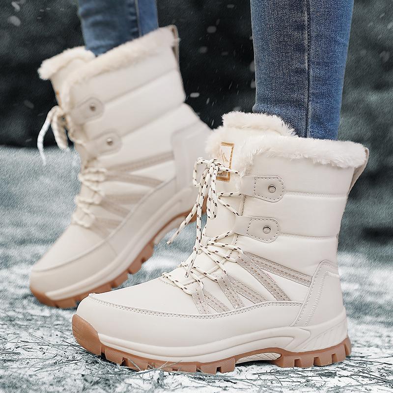 Women Pink Snow Boots Winter Plus Size White Walking Shoes Waterproof Outdoor High Hiking Shoes