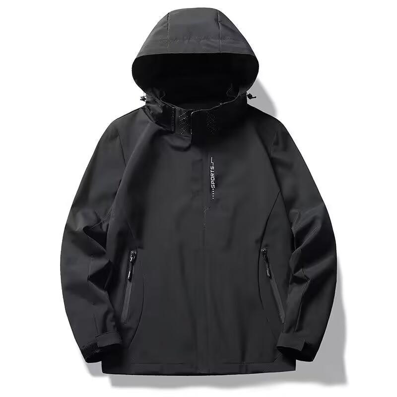Men's Large Hooded Outdoor Mountain Jacket - Spring/Autumn Zipper Style