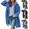 Women Winter Warm Windproof Overcoat Hooded Loose Mid Length Coat Thick Solid Color Windbreaker Long Sleeves Single-breasted Pockets Daily Wear Fall