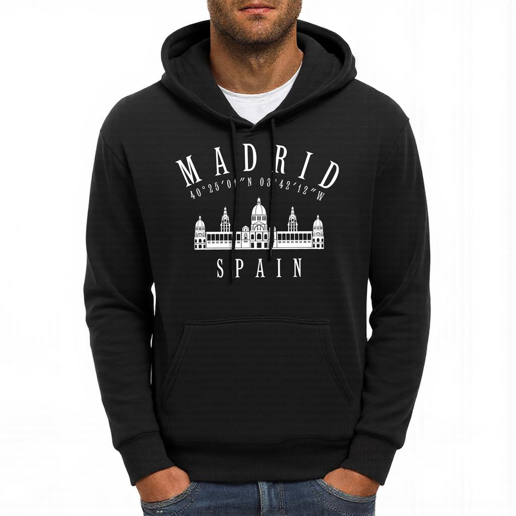Royal Palace Of Madrid Spain Print Men Hoody Autumn Fleece Hoodies Hip Hop Loose Streetwear All-Match Comfortable Male Clothing