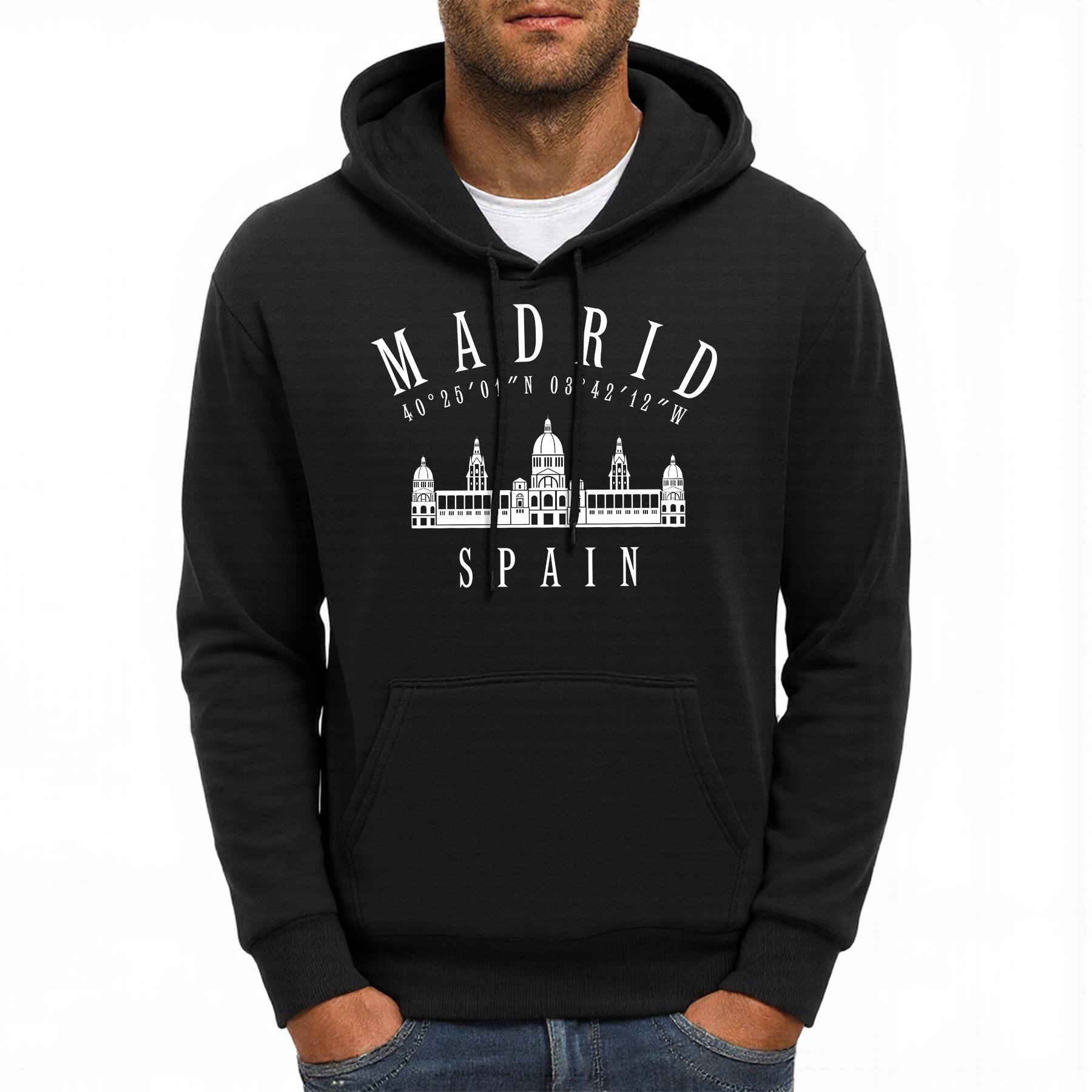 

Royal Palace Of Madrid Spain Print Men Hoody Autumn Fleece Hoodies Hip Hop Loose Streetwear All-Match Comfortable Male Clothing 3XL