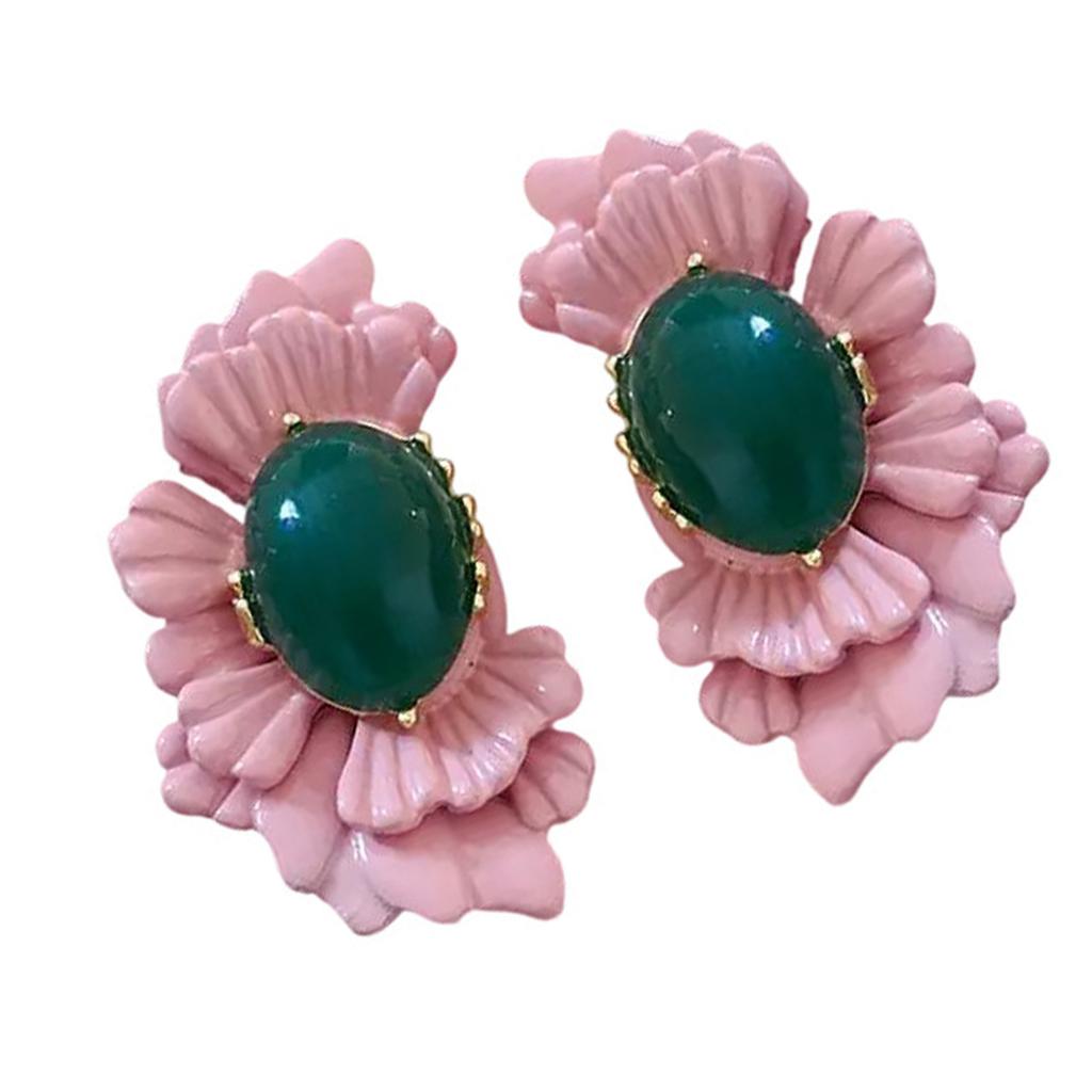 Turquoise Charm Earrings Flower Ear Studs For Women Alloy Jewelry Perfect For Daily Outfits And Special Occasions