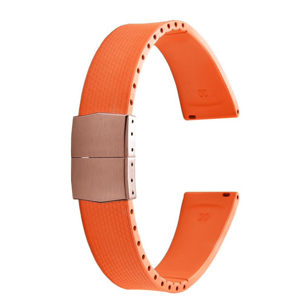 20mm Delugs CTS FKM Gummi Uhrenarmbänder mit 4 Farben Schmetterlingsschließe Einzigartige Textur Schnellverschluss Uhrenarmband für Markenuhr