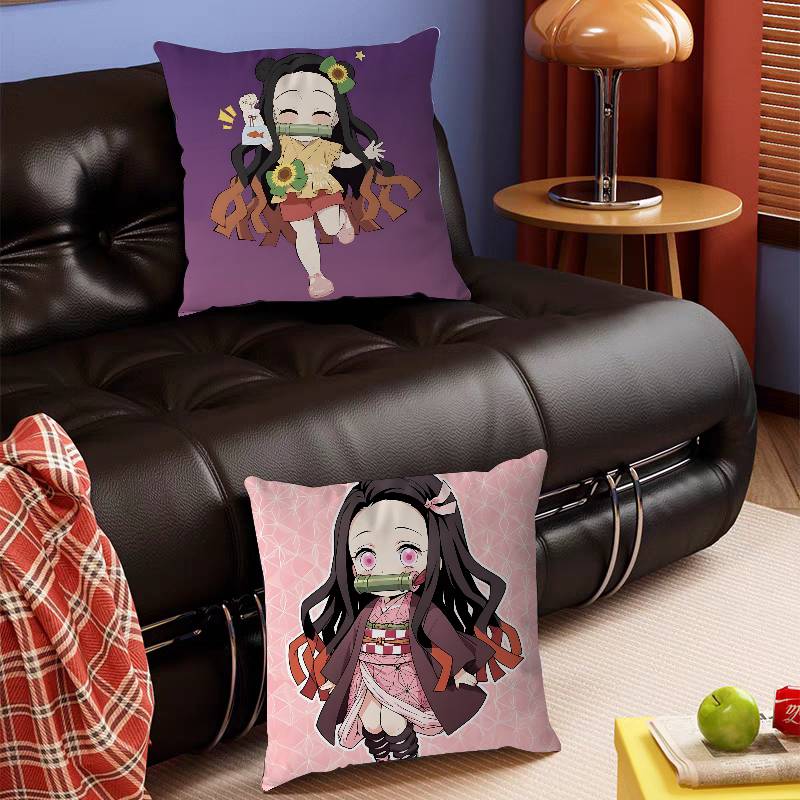 DemonS Slayer KamadoS N-Nezuko Pillow Case Removable Washable Cushion Cover – All-Season Soft Linen
