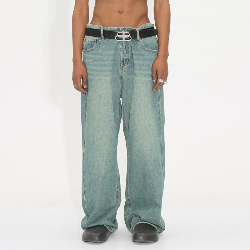 New Spring Denim Pants Men and Women High Quality Men's Denim Pants Jeans Retro Gradient Color Wide Leg Pant Men