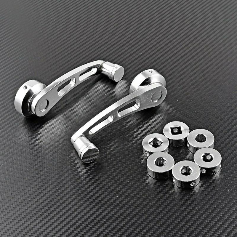Aluminum Alloy Universal Car Manual Door Window Crank Handle Winder Riser Replacement Winder Crank Riser Kit Silver