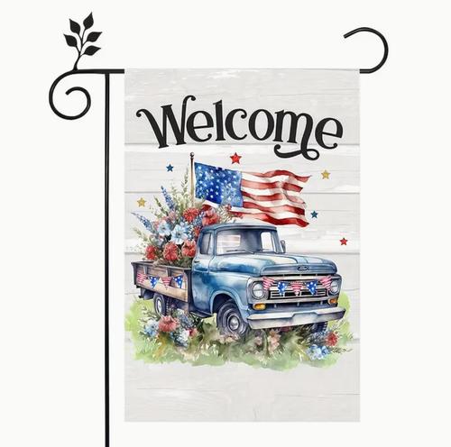 4th Of July Independence Day Decor Truck Ag Patriotic Garden Ag 12X18" RRM