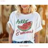 Hello Summer Watermelon T Shirt Fruit Beach Vacation A72 Vintage Washed Soft Designer Clothes Graphic Comfortable Homme