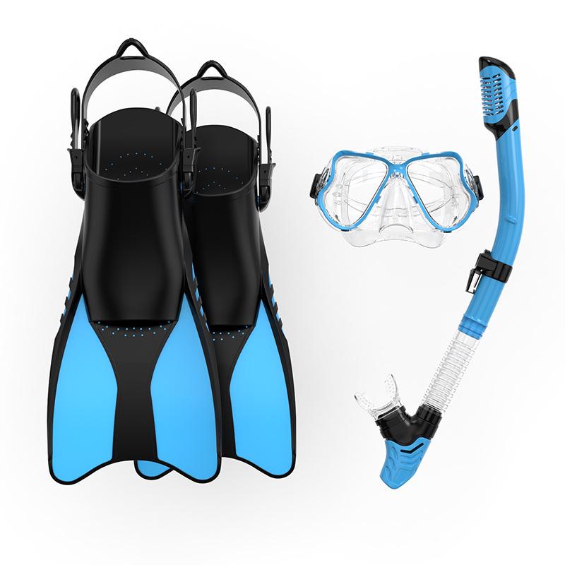 Diving Fins, Snorkel, and Goggles Set with Silicone Mouthpiece for Water Sports