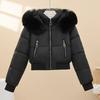 Winter new removable fur collar women's cotton-padded jacket short simple cotton-padded jacket thickened warm cotton-padded jacket