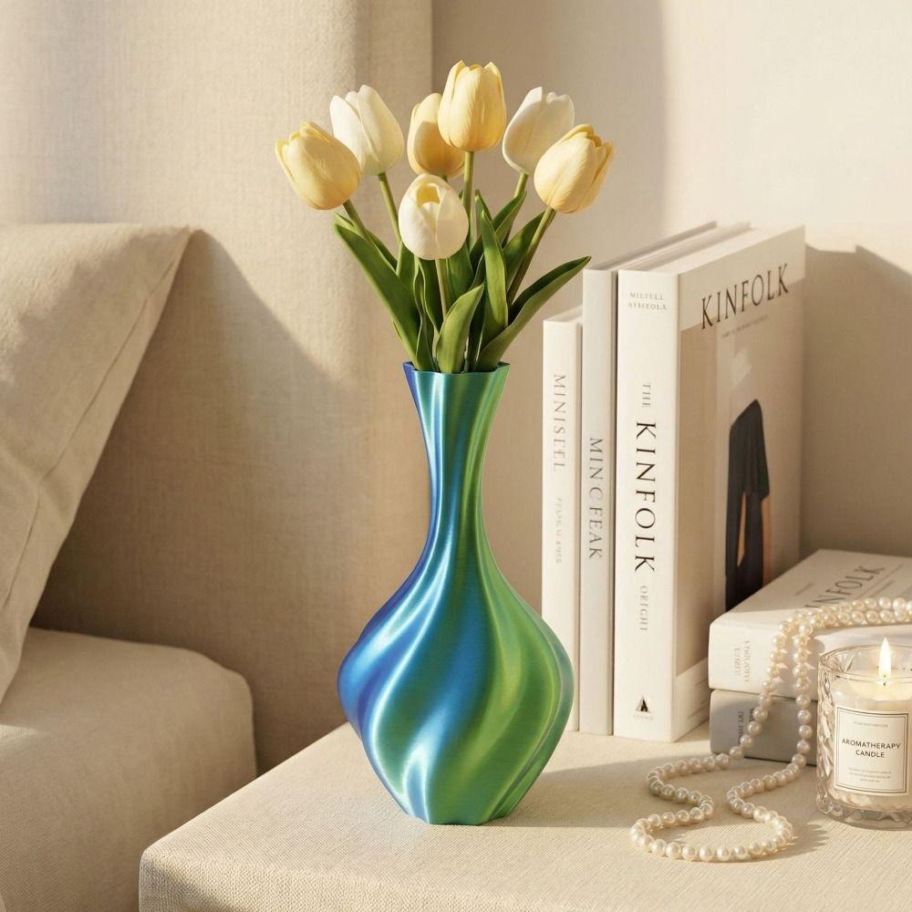 Gradient Color Modern Twisted Flower Bottle Decorative Flowerpot Home Desktop Decorations