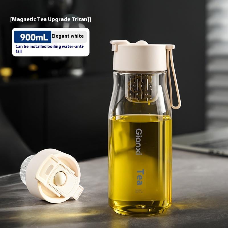 

Gianxi Магнитная чашка для чая-пули, Магнитная тритановая чашка для воды для разделения чая, Мужская бутылка для воды большой емкости, Спортивная бутылка для воды 900ml белый