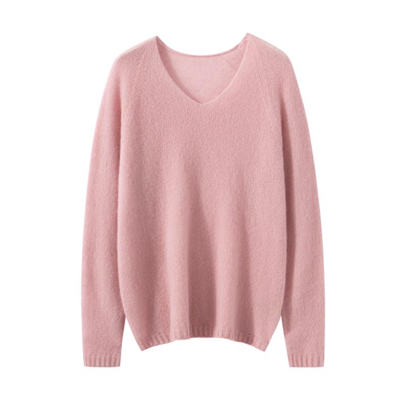 Classic Cashmere & Mulberry Silk V-Neck Women's Pullover Knitwear
