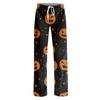 Women Loose Fit Casual Halloween Printed Pants Elastic Waist Relaxed Trousers with Pumpkin Pattern for Daily Wear
