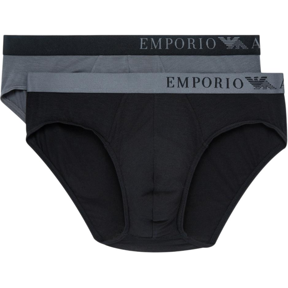 Emporio Armani FW24 Треугольное нижнее белье с жаккардовым логотипом, двойная упаковка, мужское нижнее белье, Черный Серый 111733-4F733-29144 M