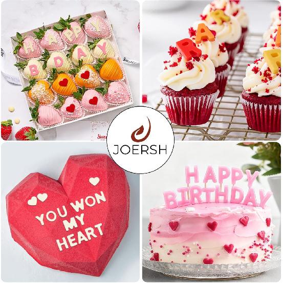 JOERSH 2PCS Silicone Letter Molds, Non-Stick Number Alphabet Fondant Chocolate Molds for Birthday Cake Decorating, Cupcake Topper, Candy