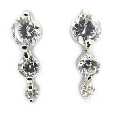 [B9561] - Silver Earrings 'Light' White