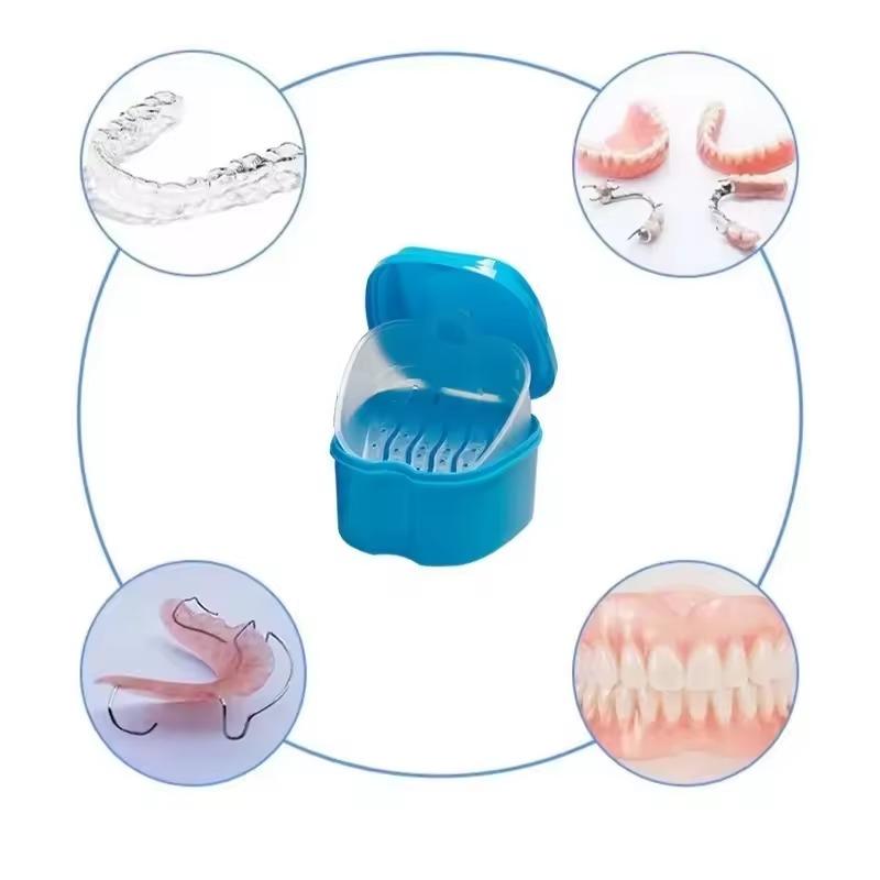 Non-toxic Denture Bath Box Cleaning Dental Box Protector Orthodontic Cleaning Artificial Tooth Holder Oral Hygiene Products