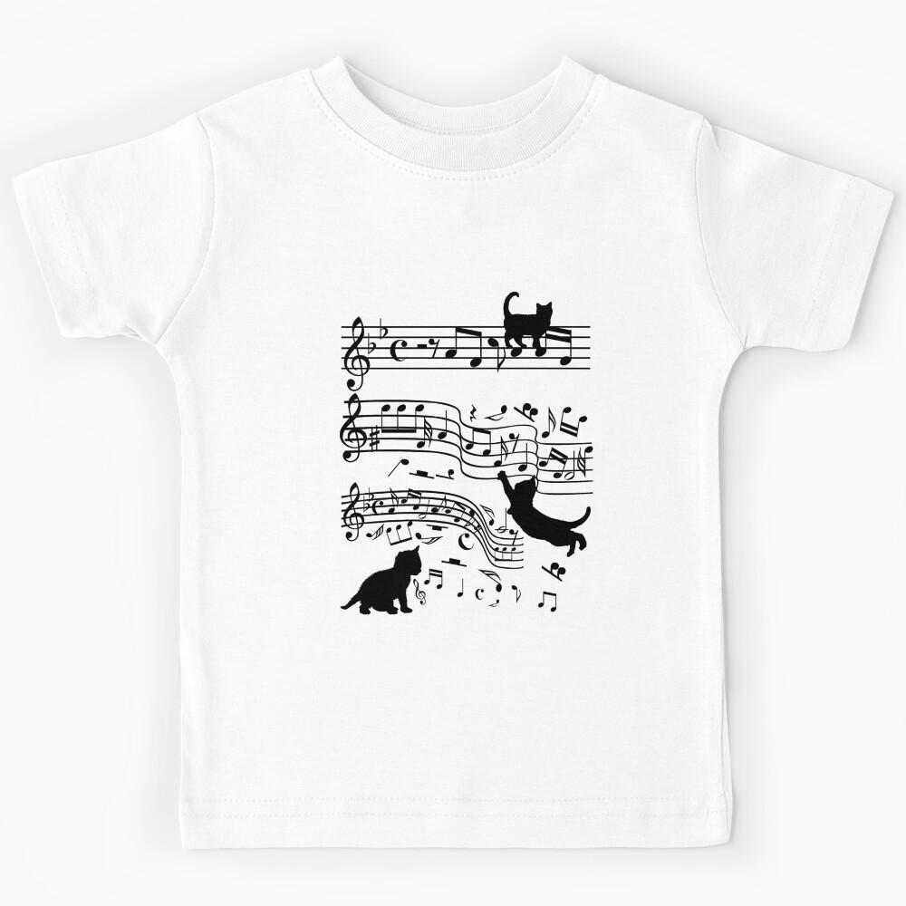 Cat Playing Clef Notes Piano Music Funny Musical Cats Cute Gift Kids T-Shirt 100