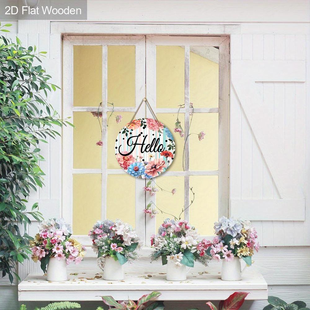 2D Flat Hello Wooden Sign with Chrysanthemum Pattern - Charming Decorative Plaque - Ideal for Home, Office, Yard Decor