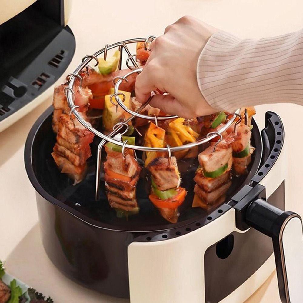 With Grilled Skewers Air Fryer Grill Round Hanging Skewers Rack  for Home Kitchen Outdoor