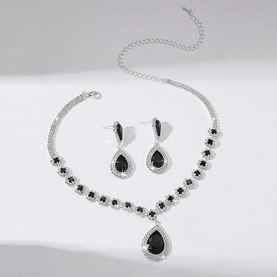 Elegant European & American Alloy Necklace Set - Versatile Bridal & Evening Jewelry