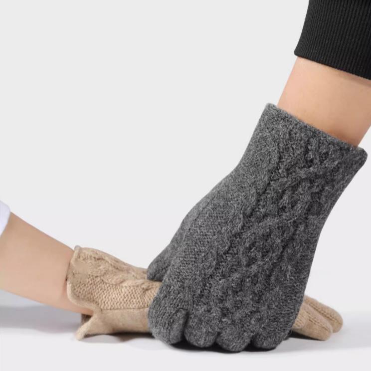 Cashmere Gloves, Autumn and Winter Touch Screen Gloves Outdoor Couple Gloves Warm Cycling Gloves Five Finger Velvet Gloves Wool Gloves