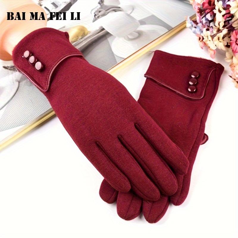 Warm & Windproof  Women's Thermal Handwear for Hiking & Recreation - Fleece-Lined Polyester Gloves with Knit Fabric, Hand Wash Only