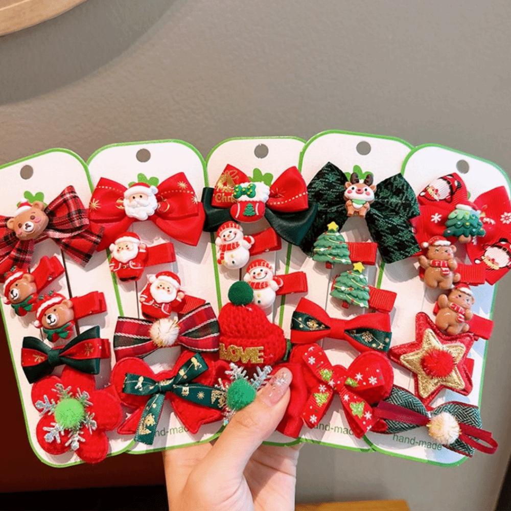 Bow Christmas Hairpin Resin Xmas Barrettes Exquisite Christmas Hair Clip Set Christmas Gifts