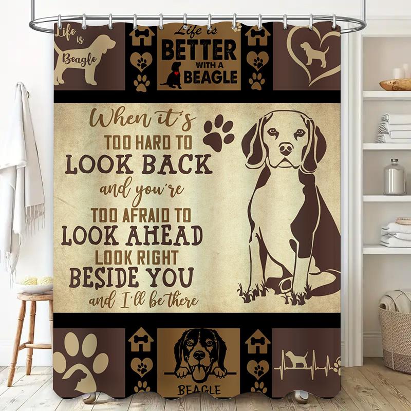 Beagle Shower Curtain Dog Lovers Decor, Pet Home Accessories, Bathroom Wall Art With Quote Available In Various Sizes