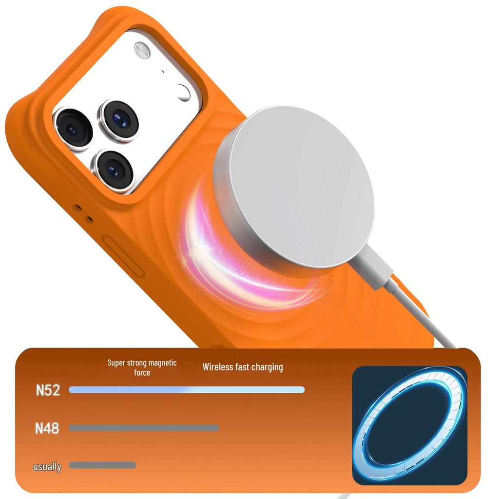 Square Anti-Drop Liquid Wave Magnetic Silicone Case for iPhone 17 Pro Max